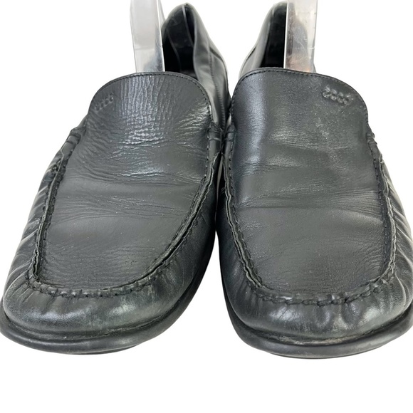 ECCO Black Slip On Drivers Driving Loafers Genuine Leather Slip On Shoes sz 41 - Picture 2 of 16